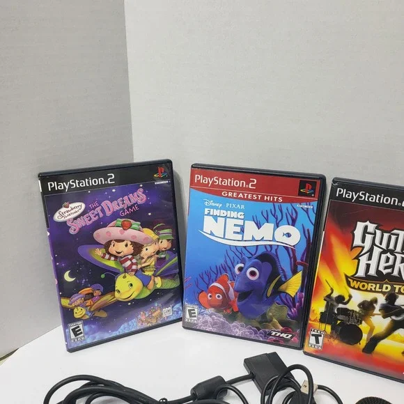 PlayStation 2, 5 Game Bundle, Guitar Hero Microphones, and accessories "Untested - Picture 3 of 9